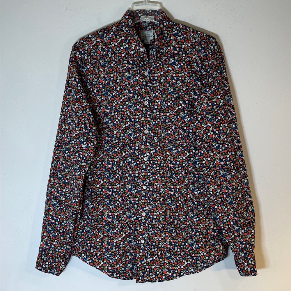 NEW! J. Crew Organic Cotton Multicolor Floral Men's Shirt. Medium Tall.